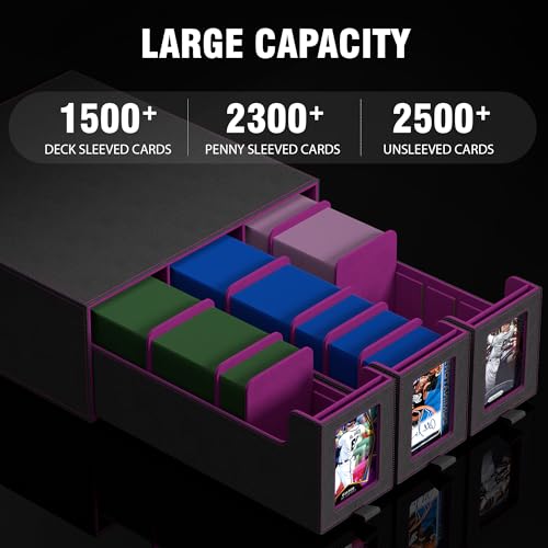3-Drawer Trading Card Storage Box Holds 2500+ Cards (Purple) - color: Purple