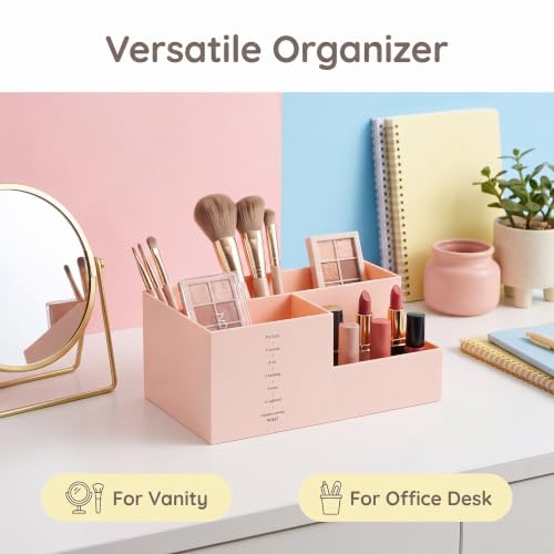 Jekelife Desk Organizer,Desk Storage Caddy, Pen Holder for Office Stationery,Vanity Small Items,Multi Compartment Desktop Organizer,Pink - color: Pink, size: A
