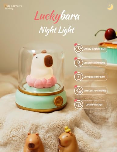 WANIDEA Capybara Night Light for Kids, Cute Lamp and Ambient Lighting - color: Capybara Green
