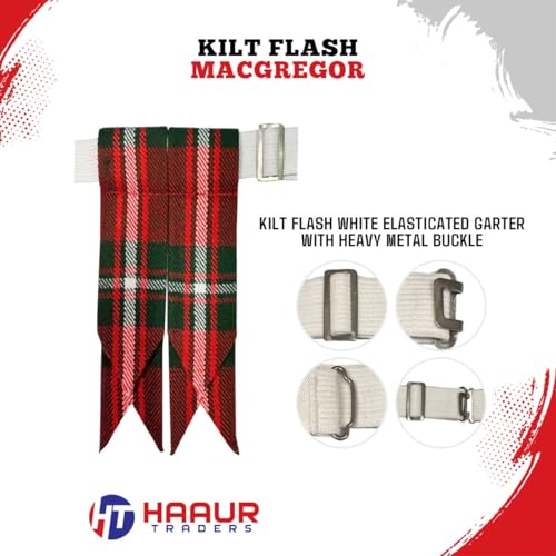 Men's Men's Tartans Kilt Flashes with Heavy Buckle Elastic Adjusters Fit - color: Macgregor