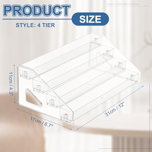 PATIKIL 4 Tier Acrylic Card Display Stand, Portable Postcard Rack Holder Organizer Versatile Display for Trading Cards Baseball PSA Stickers Stamp, Clear - color: Clear, style: 4 Tier