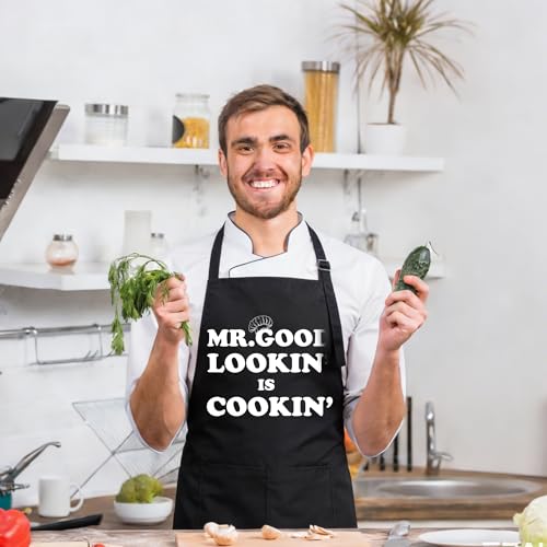 Funny Black Apron with Pockets for Man,Dad,Husband,Father in Law,Chef Daddy Women Grilling Apron BBQ Cooking Gifts - color: Apron-15