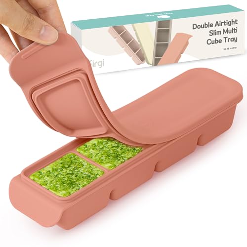 1.7 oz/4 Sections Silicone Ice Cube Freezer Tray with Lid, 100% Food-Grade Platinum Silicone,Leak Resistance & Dishwasher Safe for Baby Food Prep,Breast Milk,Purees - Korean Made, Indie Pink - color: Indie Pink, size: 1.7oz/4ct â 1 Pack