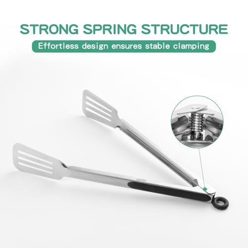 Tongs for Cooking, Set of 2 Metal Spatula Tongs for Grilling, Black - color: Black
