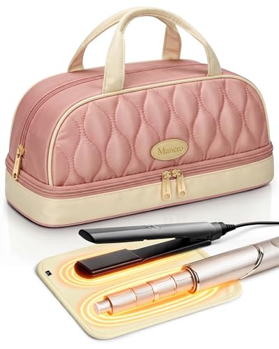Mancro Carrying Case for Shark FlexStyle, Quilted Hair Tools Travel Bag - color: White Pink, size: Standard
