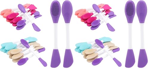 20 Pcs Silicone Face Mask Applicator, 2 in 1 Double-Sided Facial Scrubber Brush Tool, Double-Head Manual Cleansing Brush for Deep Gentle Exfoliating (Pack of 2) - size: 20Pcs (Pack of 2)