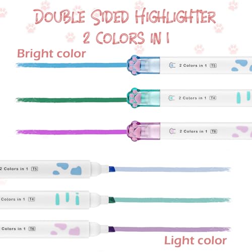8 Pcs Cute Cat Paw Stationery Set Kawaii School Office Supplies Including Eraser Correction Tape Highlighters Sticky Notes Ruler for Cat Lovers Students (White) - style: Style D (White)