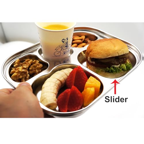 Korean Stainless Steel Divided Plates for Toddlers & Kids, Non-Toxic, 2PK - size: 5 Compartments