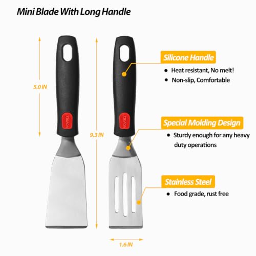 Vovoly Mini Serving Spatula Set, Small Stainless Steel Cutter& Serve Turner