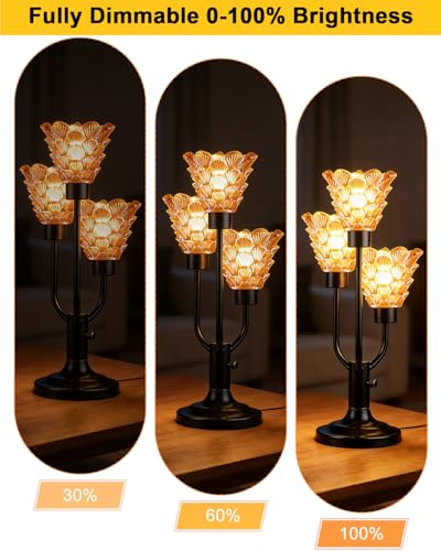 Lightdot Mid Century Modern Glass Table Lamp Vintage Lamp Gift Dimmable - color: 22-Black-Amber-Shell