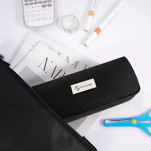 FINPAC Pencil Case, Corduroy Aesthetic Makeup Bag - color: Black