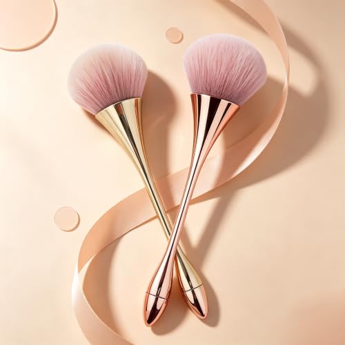 Nail Dust Brush 2 Pcs Set Nail Clearing Brushes Gold & Champagne Color - color: C-2pcs