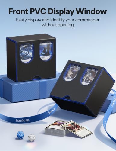 Card Deck Box with Dice Tray for MTG Commander Display(Black Blue) - color: B-Black&Blue