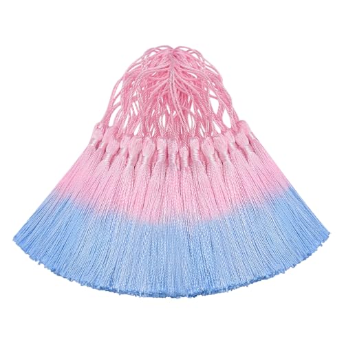 50Pcs 5 Inch Bulk Bookmark Tassel Kit for Graduation, Keychain(Pink Blue) - color: Pink&blue