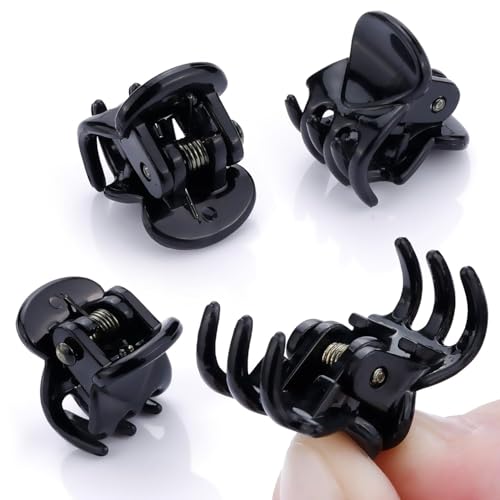 JANYUN 48Pcs Mini Hair Claw Clips, Black Tiny Hair Clips Hairstyle - color: Black