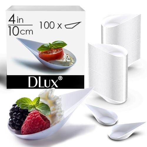 DLux 100 4-in Tear Drop Mini Appetizer Plates, White - color: White (100 dishes)