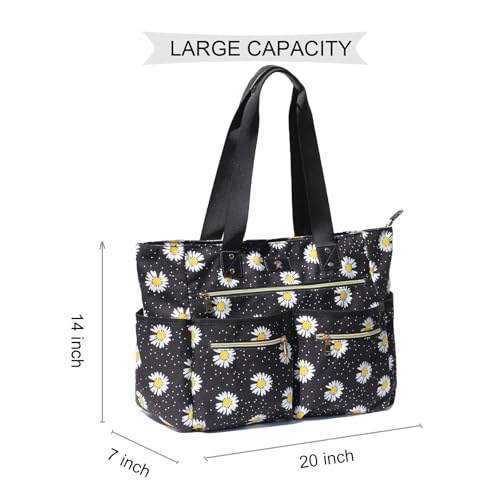 Weekender Bag Carry On Bag Overnight Tote Travel Duffle with 13 Pockets for Travel,Work，Gym,Beach,Teacher,Nurse - color: Black flower