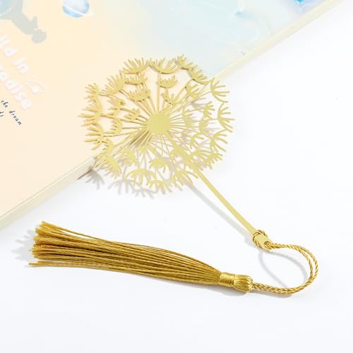 Hollow Flower Dandelion Metal Bookmark Tassel Gift for Bookworms