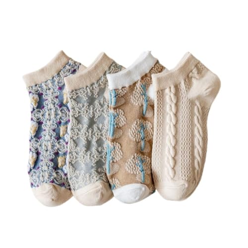 Lavish Lavender Argyle Frill Socks for Women, Dress Socks - color: 4pair-kahki-short