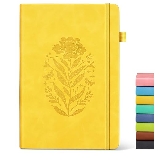 Lined Journal Notebook for Women, A5 Yellow Hardcover Leather Journals for Writing, 200 Pages Travel Daily Journal,Thick College Ruled Notebook for Work School, Note Taking, Business 5.75'' X 8.38'' - color: Yellow