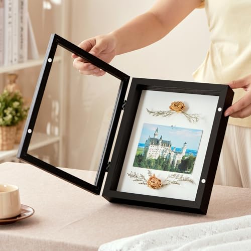 8x10 Black Deep Shadow Box Picture Frame with HD Clear Glass - color: Black, size: 8x10