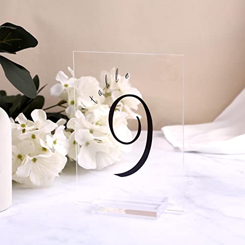 UNIQOOO 3" Clear Acrylic Stand |3mm Slot Wedding Sign Holders, Perfect for Wedding, Table Number, Exhibition, Office, Restaurant, Business, 20 Count