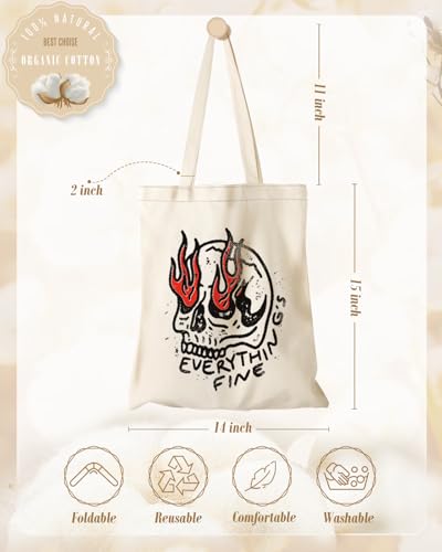 Miss Adola Cute Aesthetic Canvas Tote Bag for Women - color: Skeleton
