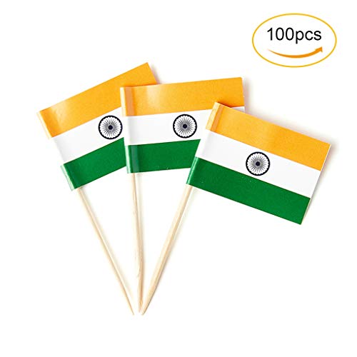 mflagperft India Toothpick Flags 100 Pack, Indian Flag Cocktail Picks - color: India