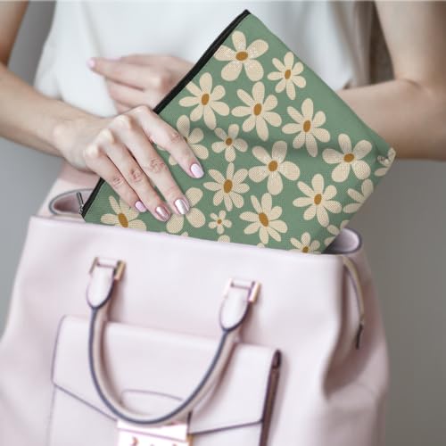 Daisy Floral Makeup Bag, Boho Makeup Organizer Cosmetic Bags for Women - color: CuteDaisy03