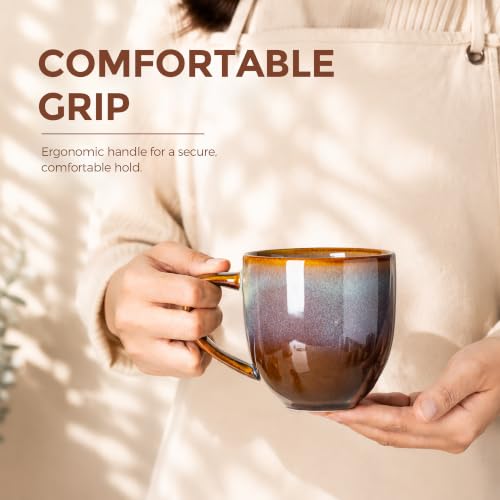 theterra Ceramic Coffee Mugs Set of 6, 12 oz Coffee Cups with Handle - color: Dusk Blue, size: 12 OZ (Set of 6)