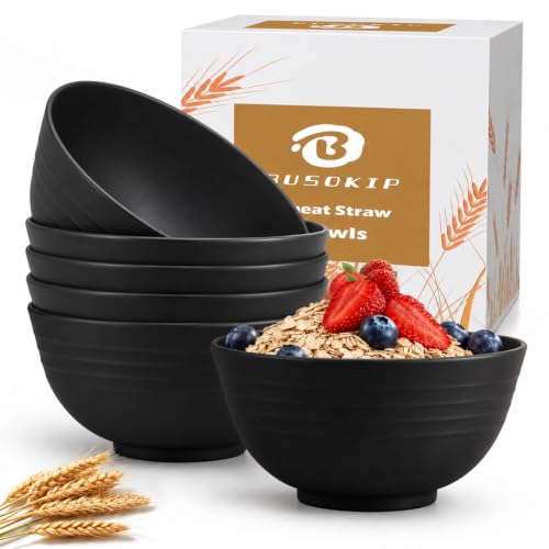 Ramen Bowl 26oz, Unbreakable Salad Bowls Sets of 6 - Black - color: Black, size: 26 oz