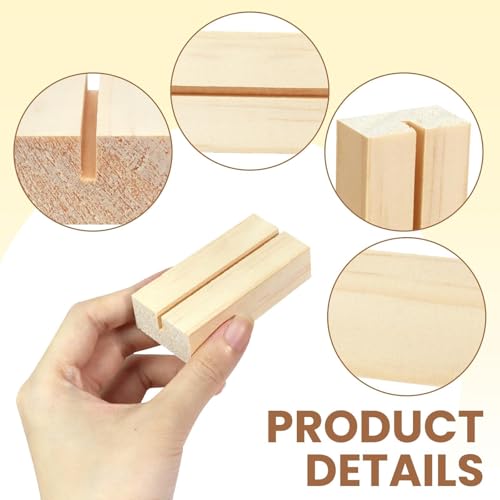 60Pcs 2.75x1.38 Inches Wood Table Number Stands, Wooden Place Card Holders, Acrylic Sign Holders for Wedding, Ceremony, Birthday, Party, Home Decoration, Events (3mm Slots) - size: 60 Pcs- L 2.75"- Slots 3mm