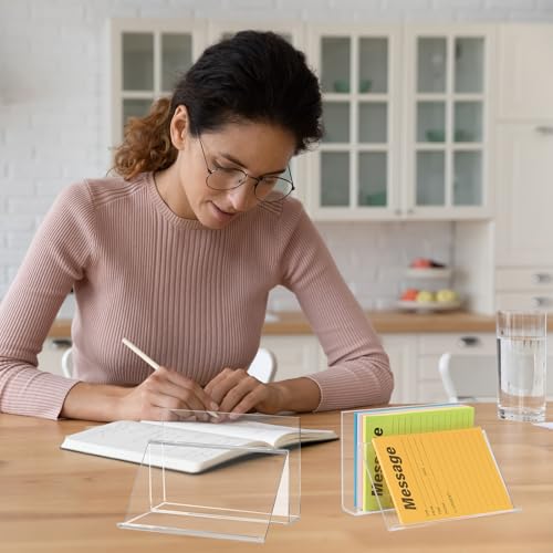 2 Pcs Clear index card stand 4 x 6'' Acrylic postcard display holder Desk card organizer Business card holders for Home Office School Desktop Card Storage (No Card)
