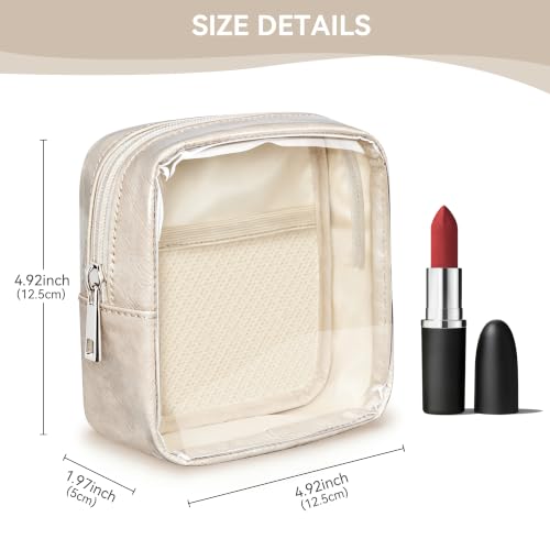 WLLWOO Clear Makeup Bag Mini Cosmetic Pouch Travel Toiletry Organizer - color: 1pcs-Mini-Beige
