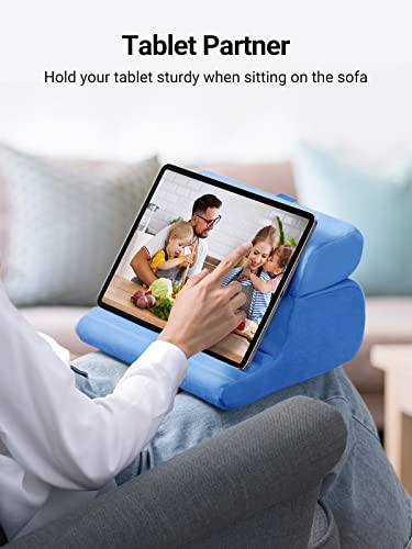 UGREEN Tablet Pillow Stand for Lap Soft Holder Bed with 3 Viewing Angles Adjustable Home Office Accessories Compatible with iPad Pro 13 12 11 10.5 Air Mini 5 4 3 2 Phone 16 15 14 E-Reader Blue - color: Blue