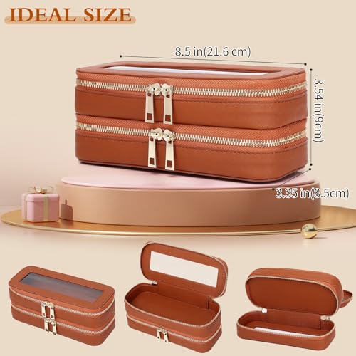 Pinkmik Double Layer Makeup Bag, Brown, Double SLIM - color: B3/Brown, size: 2-Layer SLIM