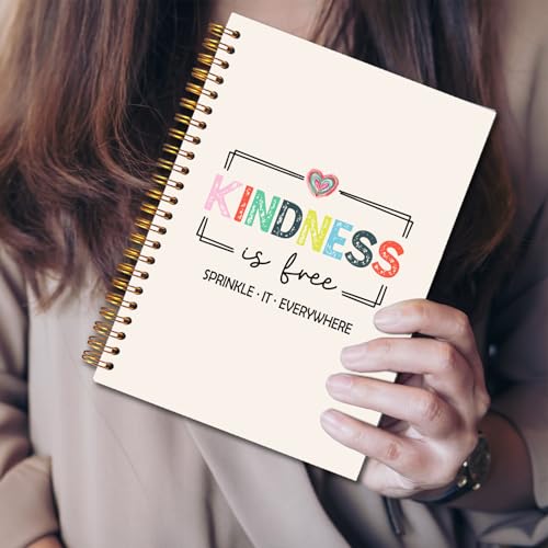 JINYO Inspirational Kindness Quote Notebook, Kindness Gifts, Kindness Is Free Sprinkle It Everywhere Motivational Notebooks for Women Men, Positive Affirmations Journal, Spiral Notebook 5.5x8.3 Inch - color: white Kindness Notebook