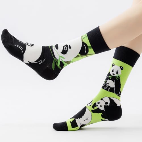 2 Pairs Cartoon Animal Crew Socks Fun Cotton Mid Calf Socks for Women - color: Panda