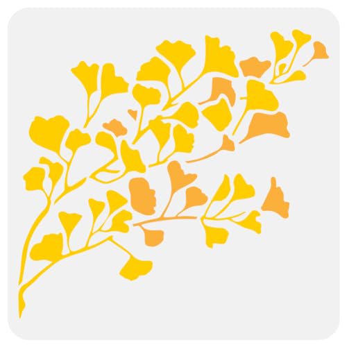 FINGERINSPIRE Ginkgo Tree Branches Stencil 11.8x11.8" Ginkgo Leaf Large Stencils Gingkgo Leaves Drawing Stencils Reusable Autumn Plants Painting Templates for Fabric Tiles Floor Furniture Wood