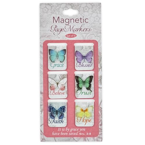 Christian Art Gifts Magnetic Scripture Bookmark Set for Women: Blessings - color: Butterfly Blessings