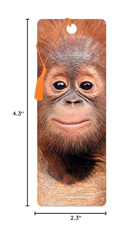 3D LiveLife Bookmark - Baby Orangutan Lenticular Page Marker - color: Baby Orangutan