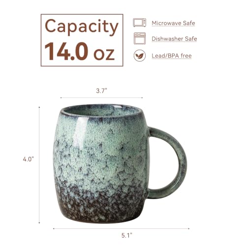 Misty Moss Ceramic Mug, 15oz Reactive Glaze Mug, Self Care Gift for Her - color: 14OZ - Misty Moss · BREATHE