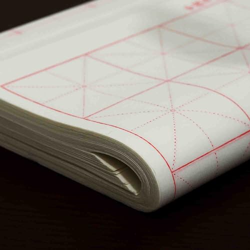 KYMY Chinese Japanese Calligraphy Paper with Grids, Sumi Paper/Rice Paper for Writing Painting Practice Students Beginning, Chinese Brush Ink Xuan Paper 100 Sheets (9 cm(3.54") /Grid) - size: 9 cm(3.54") /Grid