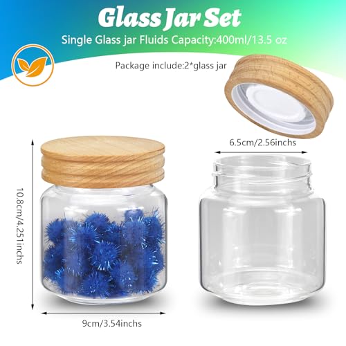 Small Glass Jars with Airtight Lid 13oz Seasoning Containers Glass Spice Jar Food Pantry Storage Containers for Kitchen Sugar Tea Coffee Bean Nuts Cookies Herbs Salt (400ml/13.5oz-2pack) - color: 400ml/13.5oz-2pack
