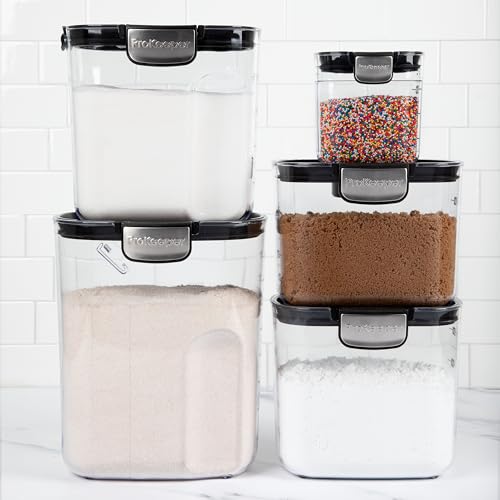 ProKeeper+ Airtight Food Storage Container Set – Clear Plastic Flour and Sugar Canister Set with Magnetic Accessories for Kitchen Organization (Black, 9-Piece) - color: Black, size: 9-Piece