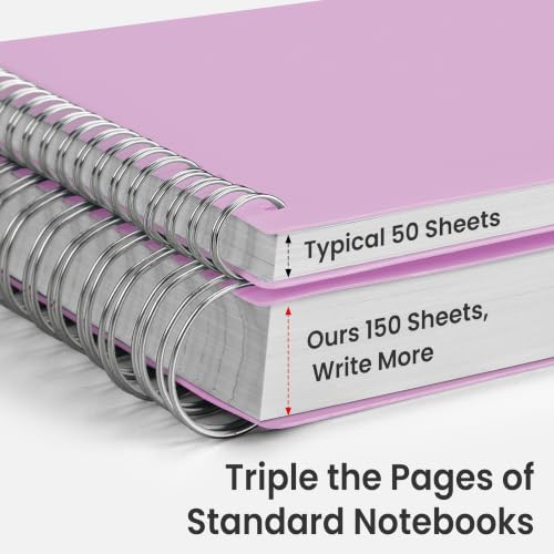 EMSHOI Lined Spiral Journal Notebook, 300 Pages, A4 Size (8.2'' x 11.2'') - color: Purple, size: A4