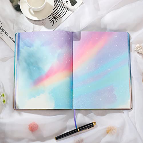 SIIXU Starry Sky Writing Journal for Women, Men, Unique Colorful Blank Notebook for Daily Notes, Gratitude, Dreams or Planning, 7.5” x 10.2", 160 Pages, 2 Bookmarks, Large, Hardcover, Unlined - color: Blue