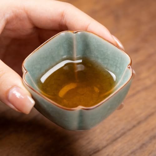 KAMMAK Japanese Tea Cups, 4 Oz Small Handmade Ceramic Teacups, Set of 2 - style: GN06