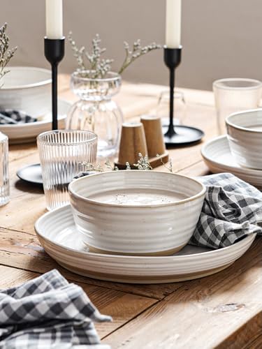LE TAUCI Cereal Bowls Set of 4, Ceramic Soup Bowl 28 oz, Stoneware Kitchen Bowl for Pho, Chip, Fruit, Salad, Noodle, Ramen, Dishwasher Oven Microwave Safe - 6 Inch, Arctic white (Pack of 3) - size: 6 inch (Pack of 3)