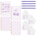 CNhoqc Purple Spiral Journal Notebook, 4 Sets A5 Ballpoint Pens Organza Bags - color: 4-Set Purple Bow